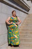 Vestido Longo Soltinho Plus Size Fivela Na Alça