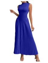 Vestido longo SOLY HUX sem mangas A Line Flowy Royal Blue para mulheres Vestido longo SOLY HUX sem mangas A Line Flowy Royal Blue para mulheres