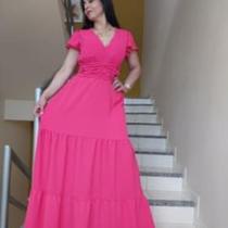 Vestido longo tecido duna rosa pink Vestido longo tecido duna rosa pink
