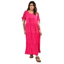 Vestido Longo Tecido Viscose Liso Plus Size 42 Ao 52