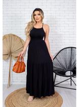 Vestido Longo Trançado nas Costas Saia Camadas
