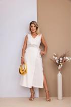 Vestido longo transpassado linho-viscose mia Vestido longo transpassado linho-viscose mia