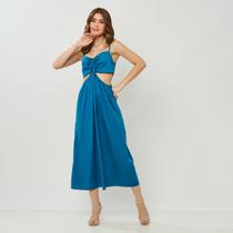 Vestido Longo Tricoline Azul Miss Joy 7501