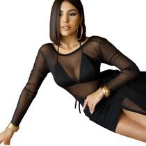 Vestido Longo Tule com Bojo e Cropped Incluso