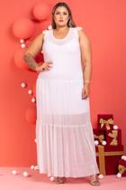 Vestido Longo Tule Eloah Branco Plus Size