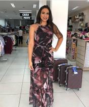 Vestido longo tule Flex shadow leaves