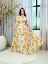 Vestido Longo Tule Floral Terra Prometida Cor:BrancoTamanho:P