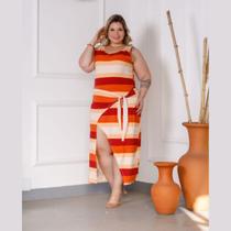 Vestido Longo Verão Recorte Frontal Amarração em Leque Plus Size Vestido Longo Verão Recorte Frontal Amarração em Leque Plus Size