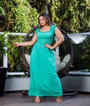 Vestido longo verde com elastico Vestido longo verde com elastico