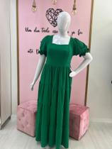 Vestido longo verde com mangas tamanho G3 Vestido longo verde com mangas tamanho G3
