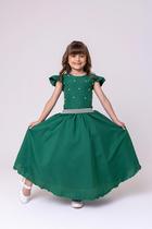 Vestido Longo Verde Esmeralda Ysa Kids Ariane Formatura Damas Apresentação Festa