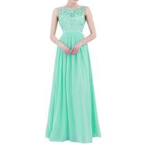 Vestido longo Verde Menta Madrinha Seda Chiffon festa Ref 14