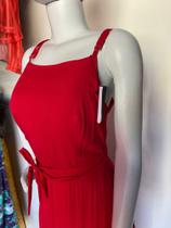 Vestido longo Vermelho com Faixa na Cintura