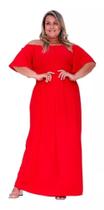 Vestido Longo vermelho Plus Size moda grande gg ao g2 - Donaluu