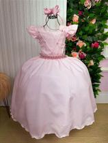 Vestido Longo Ysa Kids Ariane Rosa Bebê para Festas e Eventos