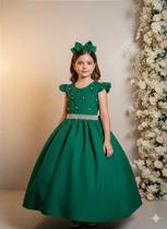 Vestido Longo Ysa Kids Ariane Verde Bandeira para Festas e Eventos Vestido Longo Ysa Kids Ariane Verde Bandeira para Festas e Eventos
