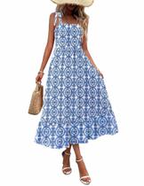 Vestido longo Zeagoo Casual Flowy Spaghetti Spaghetti Strap Floral XXL