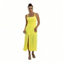 Vestido Longuete Midi Elegante Para Casamento Civil E Convidada Com Fenda E Forro Interno Ajustável