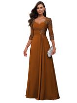 Vestido Loyeloy Burnt Orange Lace Mother of the Bride Long Vestido Loyeloy Burnt Orange Lace Mother of the Bride Long