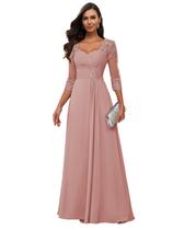 Vestido Loyeloy Dusty Rose Sweetheart Lace Mother Bride com mangas Vestido Loyeloy Dusty Rose Sweetheart Lace Mother Bride com mangas