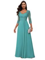Vestido Loyeloy Lace Mother of the Bride 2025 Aqua Blue Tamanho 12