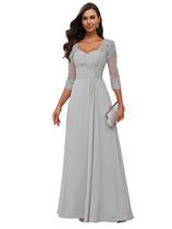 Vestido Loyeloy Lace Mother of the Bride 2025 prateado tamanho 12 Vestido Loyeloy Lace Mother of the Bride 2025 prateado tamanho 12
