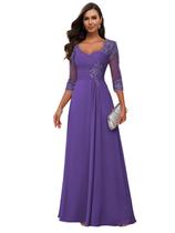 Vestido Loyeloy Lace Mother of the Bride 2025 roxo tamanho 12 Vestido Loyeloy Lace Mother of the Bride 2025 roxo tamanho 12