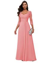 Vestido Loyeloy Lace Mother of the Bride Chiffon Coral Tamanho 8 Vestido Loyeloy Lace Mother of the Bride Chiffon Coral Tamanho 8