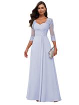 Vestido Loyeloy Lace Mother of the Bride de chiffon de manga comprida