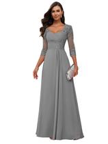 Vestido Loyeloy Mãe da Noiva Chiffon Aline Grey Tamanho 4