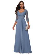 Vestido Loyeloy Steel Blue Sweetheart Ruffles Lace Mother Bride Vestido Loyeloy Steel Blue Sweetheart Ruffles Lace Mother Bride