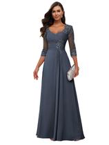 Vestido Loyeloy Stormy Blue Chiffon A-line Mother Bride Plus 28