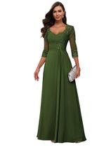 Vestido Loyeloy Verde Oliva Chiffon A-line Maxi Mother Bride Vestido Loyeloy Verde Oliva Chiffon A-line Maxi Mother Bride