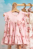 Vestido Luxo Bebê Menina Estampado Ursinha Festa Lessa B9104 Vestido Luxo Bebê Menina Estampado Ursinha Festa Lessa B9104