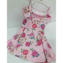 Vestido Luxo Festa Infantil Menina Verão Rosa Estampado 6580