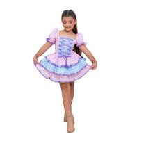 Vestido Luxo Festa Junina Caipira diversas cores 4 a 12 anos