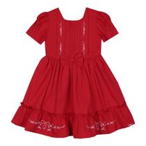 Vestido Luxo Infantil Menina Tricoline Bordado Paraiso 15597