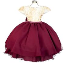 Vestido luxo marsala com off white cinto em perolas d4106