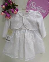 Vestido Luxo Paraiso Bebe Menina Bolero Plush Batizado 8117