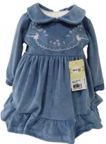 Vestido Luxo Plush Bebê Feminino Bordado Chuquinha Baby 2900