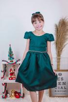 Vestido Luxo Pop Colors Verde Escuro Tam.2 a 10 Anos