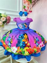 Vestido Luxo Roxo Festa Aniversário Stitch e Lilo