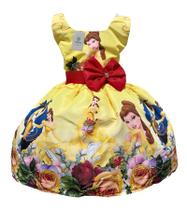 Vestido Luxo Temático Bela e a Fera C Tam.M (4-5 Anos)