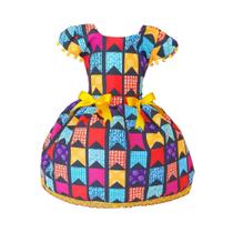 Vestido Luxo Temático Infantil Festa Junina São João Quadrilha Xadrez Bandeirinha
