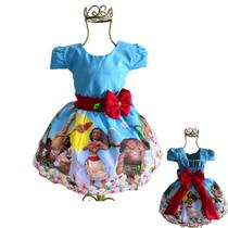 Vestido Luxo Temático Infantil Festa Moana Azul - Sundian Store