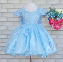 Vestido Luxuoso Jardim Encantado Bebê Azul - coloribaby