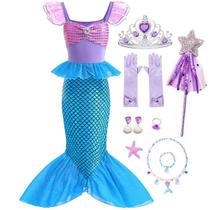 Vestido Luzlen Mermaid Princess com acessórios de 6 a 7 anos