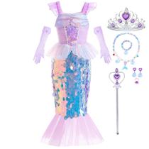 Vestido Luzlen Mermaid Princess para meninas de 5 a 6 anos Vestido Luzlen Mermaid Princess para meninas de 5 a 6 anos
