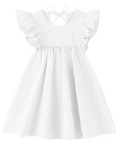 Vestido LYXIOF Toddler Baby Girl de algodão e linho com babado 110 cm