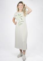 Vestido m/c Pau a Pique Midi Básico com silk Off White